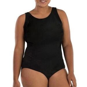 Juno Active AquaCurve Tank One Piece Swimsuit Classic Black Women's 2X Plus